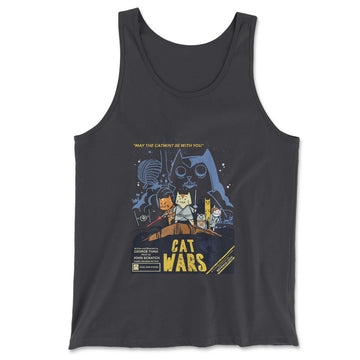 Cat Wars - May The Cat Mint Be With You Men/Unisex Tank in Dark Grey color